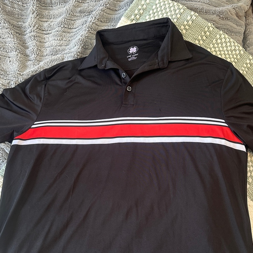 Men’s black clover live lucky polo shirt - Picture 2 of 5